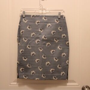 LOFT Blue Floral Pencil Skirt